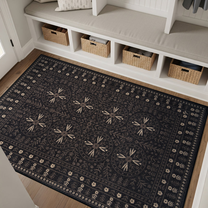 Tapis d'intérieur tissé à la machine Bolvan, Darkgray, 3' 3" x 5'