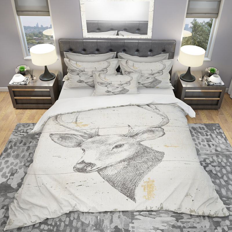 Wildlife Deer Print Full/Queen Microfiber Duvet Cover Set