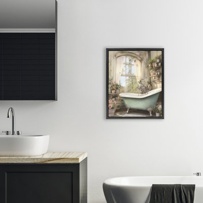 Cadre flottant pour salle de bain avec tablettes florales