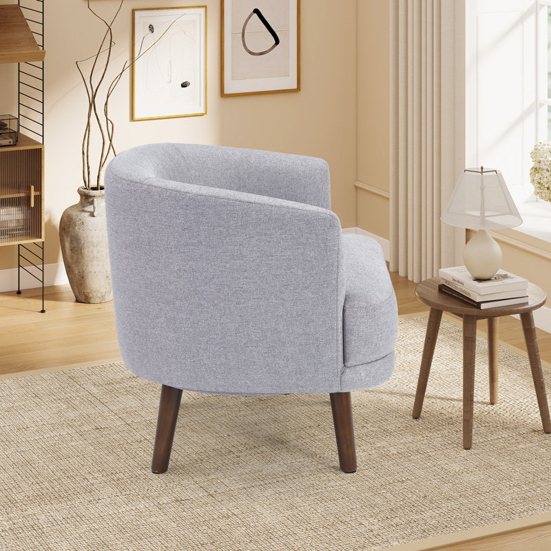 28.8'' Wide Modern Soft Upholstered Swivel Living Room ArmChair With Solid Wood Legs, Gray
