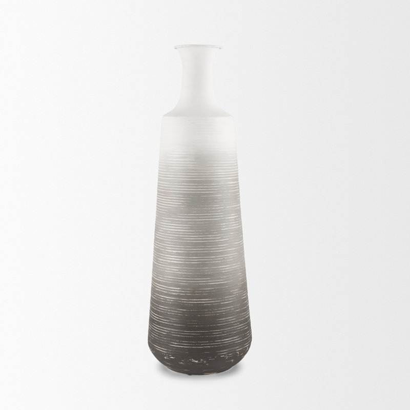 Nastashia White W/ Grey Small Vase, 23.62" H x 7.87" W x 7.87" D