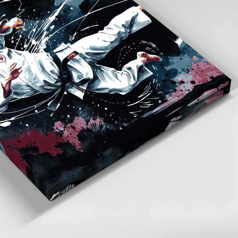 Art mural gris sur toile Sports Karate, H 32 po x l 32 po