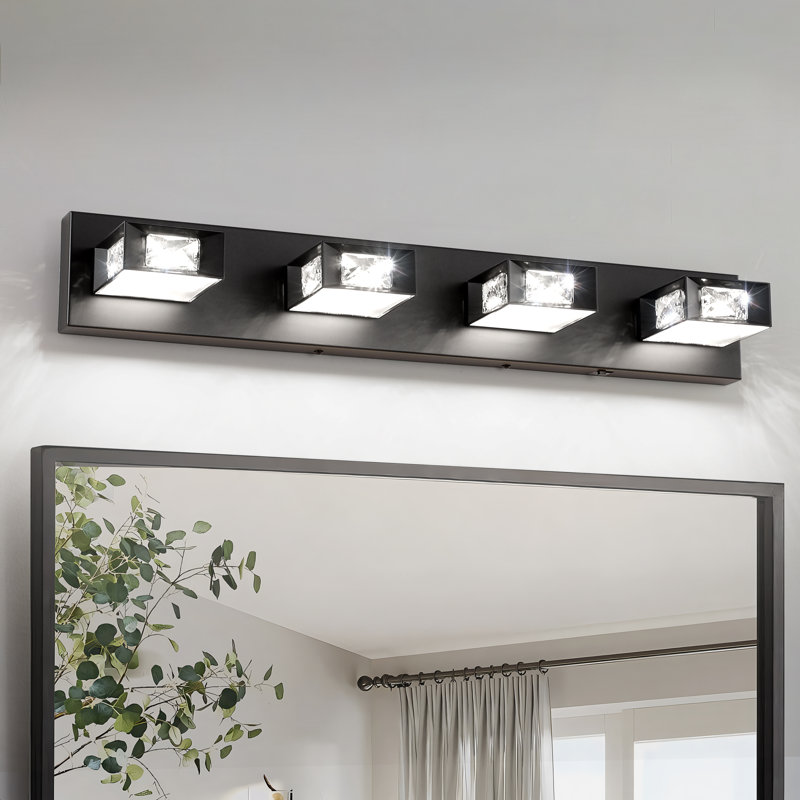 Éclairage de meuble-lavabo à intensité variable avec interrupteur réglable 5-CCT, Noir mat, 4 lumières