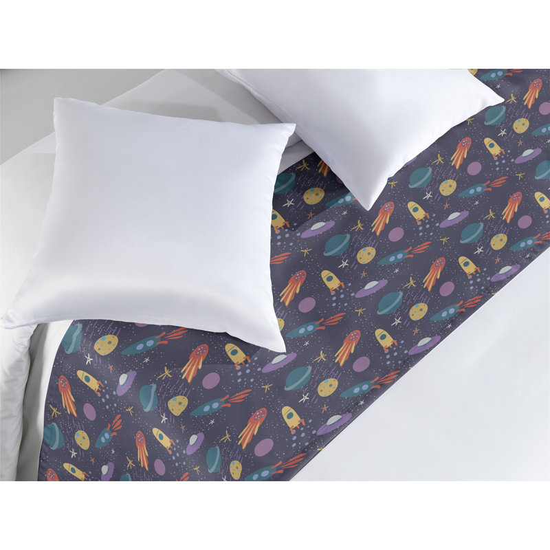 Multicolore chemin de lit Ambesonne Alien Rockets and Stars, Grand lit