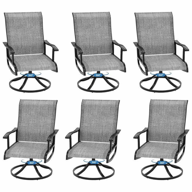 Luxury Swivel Rocking Chair Set, Patio Dining Armchair with Ergonomic High Back & Recyclable All-Weather Materials
