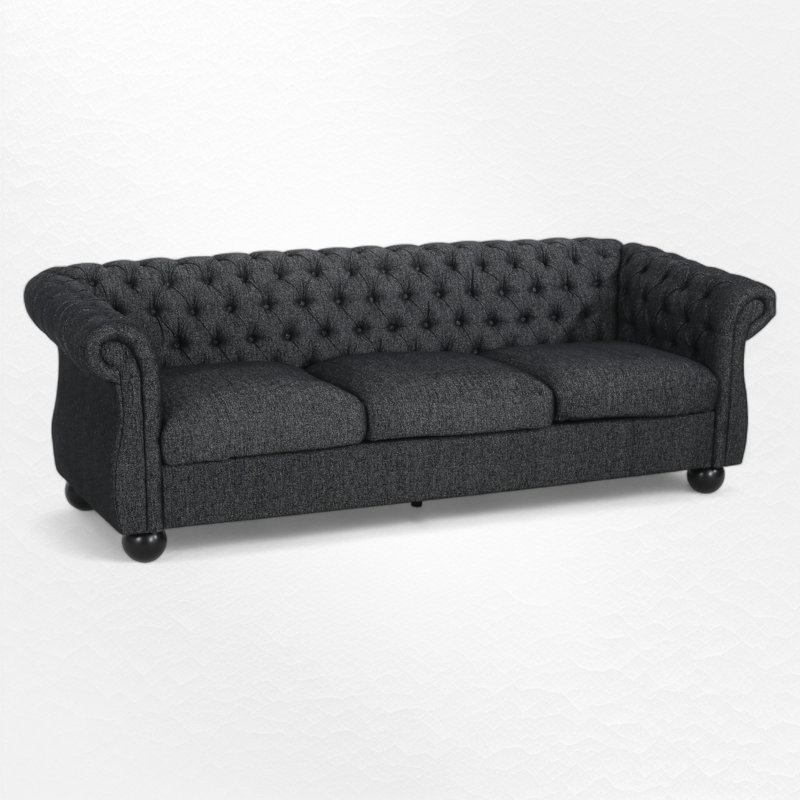 Canapé à accoudoirs rembourrés 84,53 po, Mélange de polyester noir