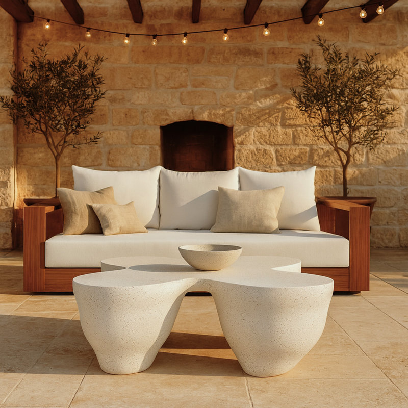 Table basse Fiore, Terrazzo ivoire