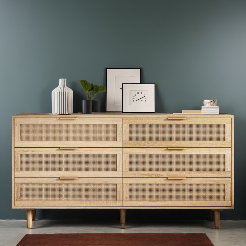 Commode à 6 tiroirs l 59,11 po Cheriah, Naturel