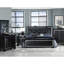 Table de chevet glamour en noir avec 2 tiroirs et ornements en faux alligator pour une chambre à coucher élégante-843035477