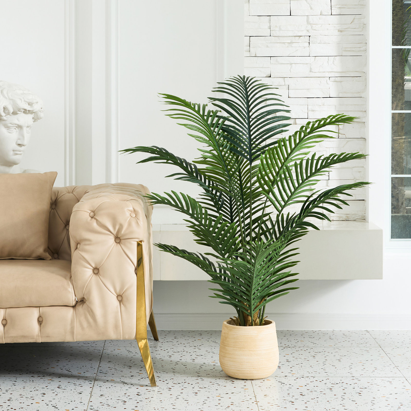 Adcock 72" Palm Tree in Pot, 48" H x 20" W x 20" D, 1