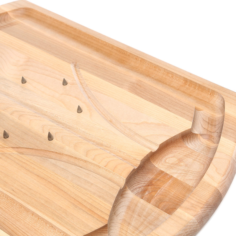 J.K. Adams Traditional Maple Wood Carving Board with spikes, Spiked Board