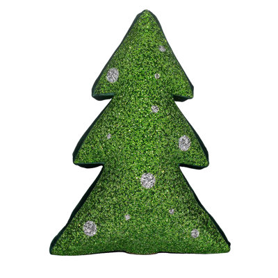 Sparkles Home Luminous Tree Shaped Rhinestone Throw Pillow | 18x12 in Velvet Holiday Accent