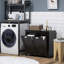 Armoire à linge double inclinable, rangement pour salle de bain. 2 pour la salle de bain, noir. Armoire moderne avec rangement généreux pour les serviettes. Articles séparés et foncés. Fabriqué à l'eau. Surmatelas. Fixation murale