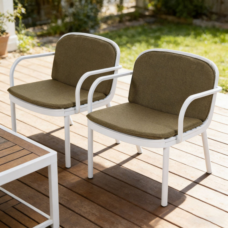 Outdoor PP Club Chair, White, Green