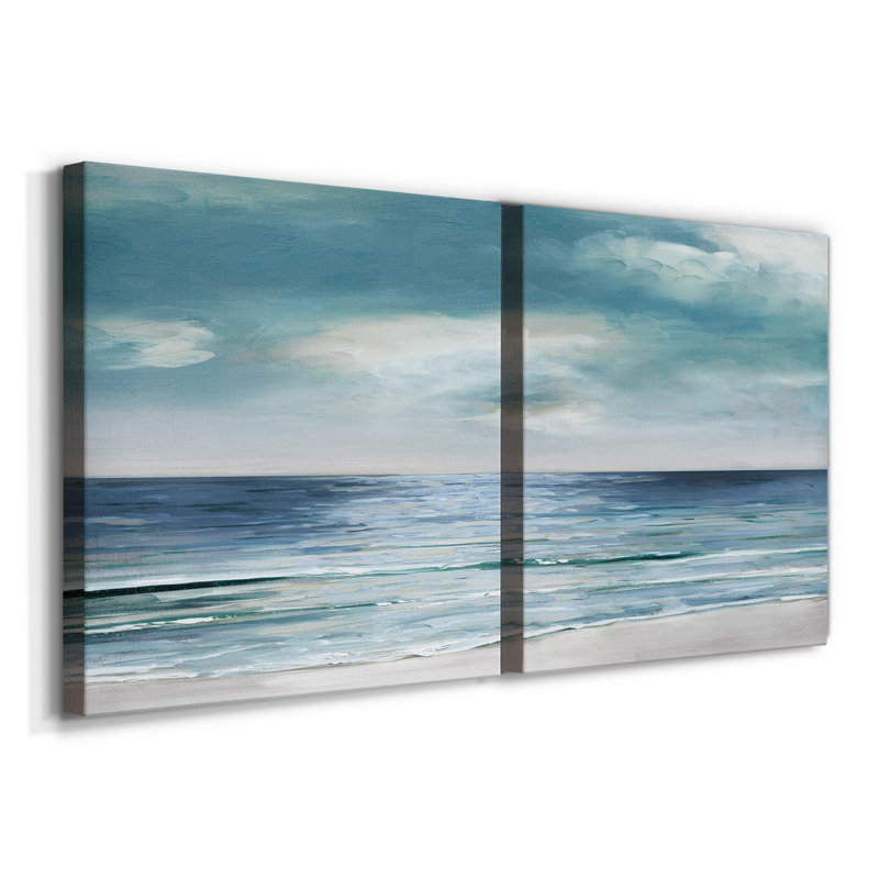 «Blue Silver Shore I», ensemble de 2 reproductions d'art sur toile tendue, H 40 po x l 80 po x P 1 po