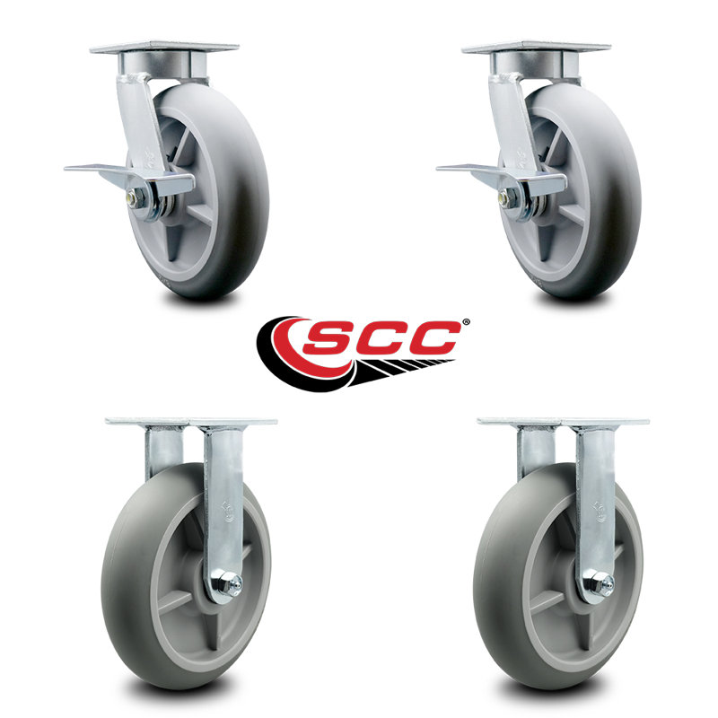 4 Piece Kingpinless Thermoplastic Rubber Caster Set