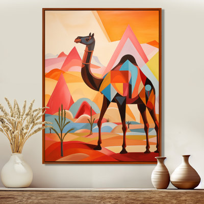 Chameau dans un paysage de désert du Sahara coloré I - décoration murale animal chameau