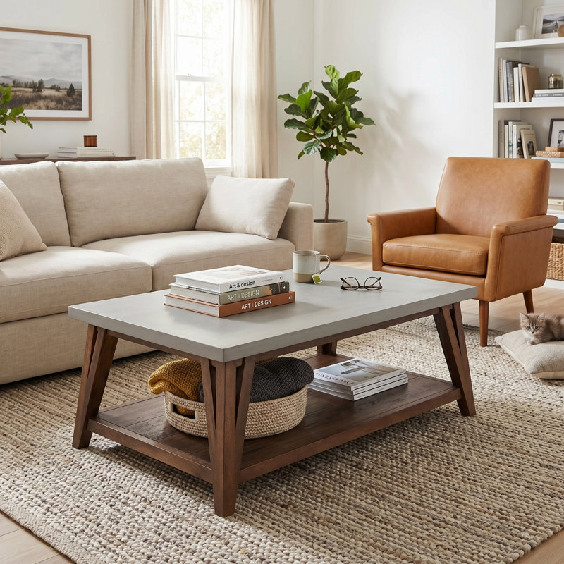 Brookside 48" Coffee Table with Shelf, 18" H x 48" L x 32" W