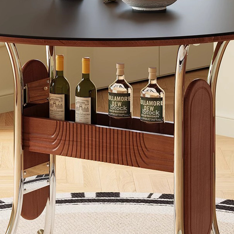 Table ronde exquise et durable au design créatif, Bois manufacturé / ardoise, Noir, H 29,52 po x L 39,37 po x l 39,37 po