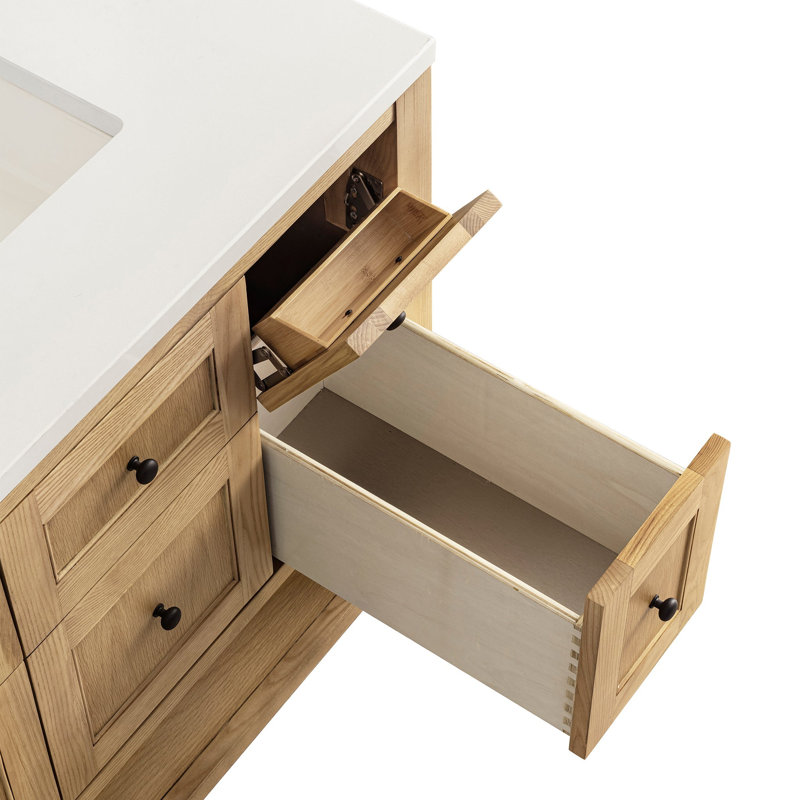 Breckenridge 36'' W Single Vanity, 8" Widespread, Light Natural Oak, White Zeus
