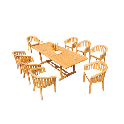 Cimberly 6 - Person Teak Wood Patio Dining Set with Rectangular Table