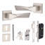  Modern Aura Euro Lock Door Handles in Satin Nickel Finish with 70mm Key and Thumbturn Barrell