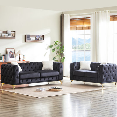 Fx 3 + 2 Seater Velvet With Solid Pine Frame, Metal Feet And 4 Comfortable Pillows. A Classic Design For Your Living Room Or Office. Spring - Pack Foam Seating Comfort Legs Soft Packed Seat Cushions