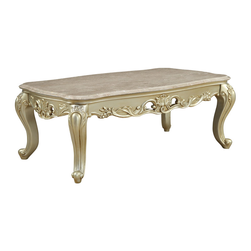 Table basse, plateau en marbre naturel et finition ivoire