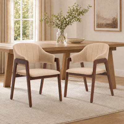Chaise de salle à manger rembourrée en tissu Mid-Century