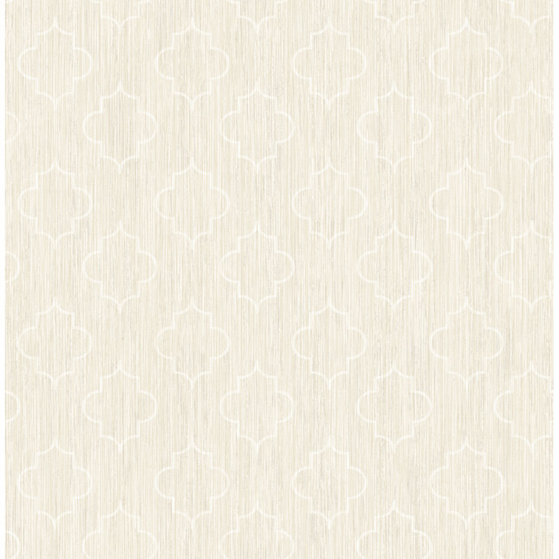 Rouleau de papier peint L 33 pi x l 20,5 po Agnant Ogee Medallion, Gris-beige clair / blanc cassé