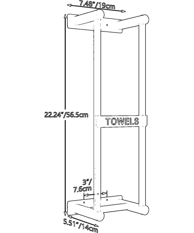 Porte-serviettes mural pour salle de bain - Organisateur de rangement pour serviettes peu encombrant avec barre transversale pour serviettes roulées ou pliées - Installation facile pour les petites salles de bain et les appartements