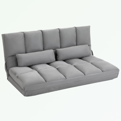 Convertible Chaise Lounge with 2 Pillows, Adjustable Backrest and Headrest