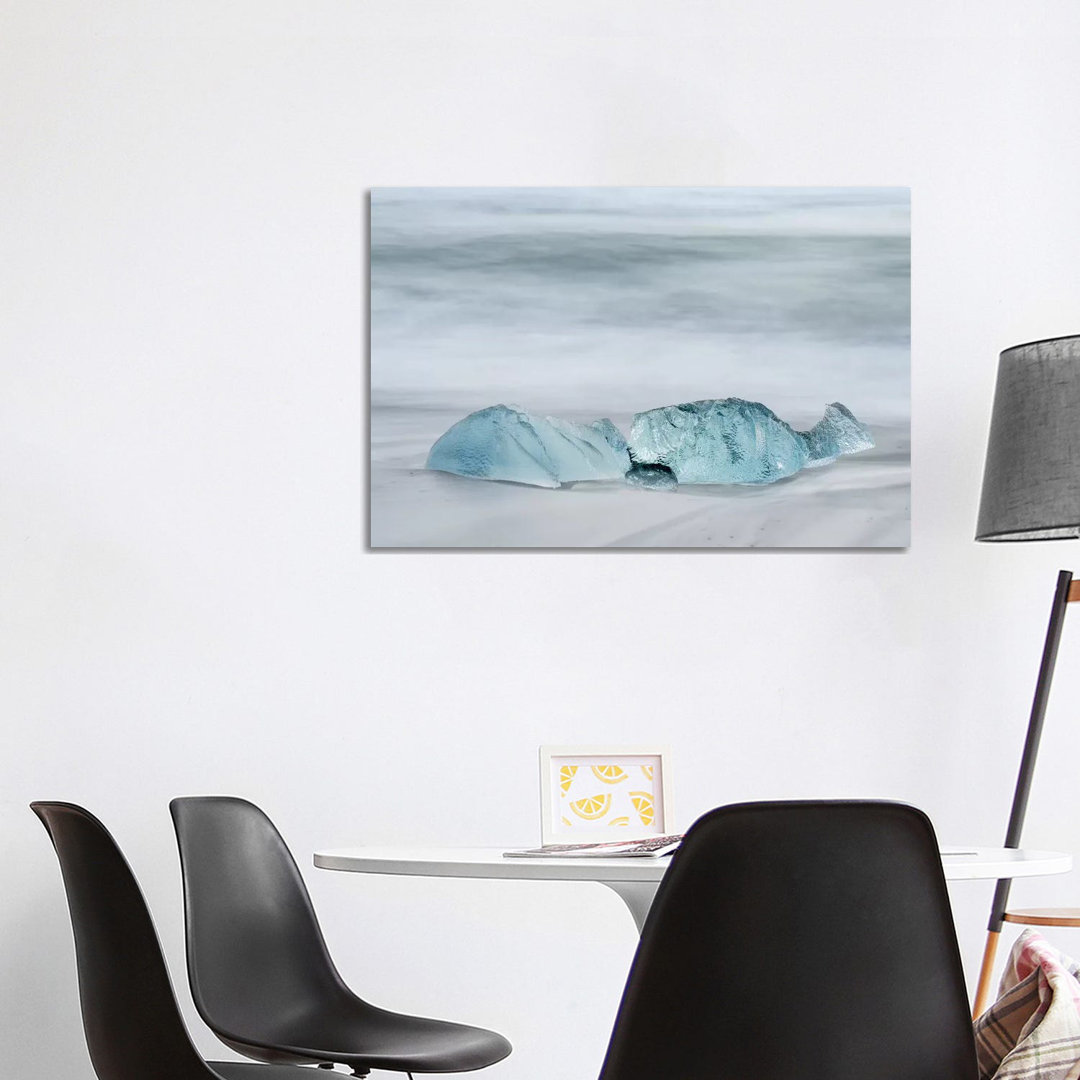 Icebergs On A Black Volcanic Beach IV, Vatnajokull National Park, Iceland by Martin Zwick - Wrapped Canvas Print