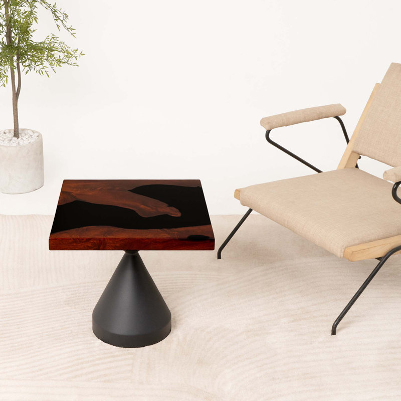 Square Black Hardwood Table Top, 1.8" H x 19" L x 19" W