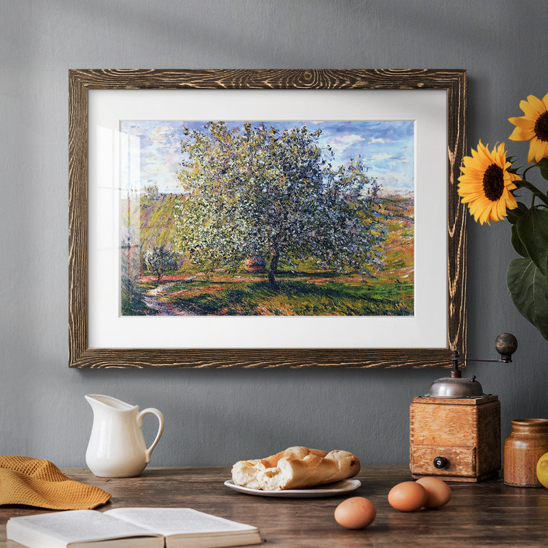 Arbre en fleur près de Vetheuil, 1879 - reproduction d'un seul cadre photo, H 26 po x l 38 po x P 1,5 po, Noyer