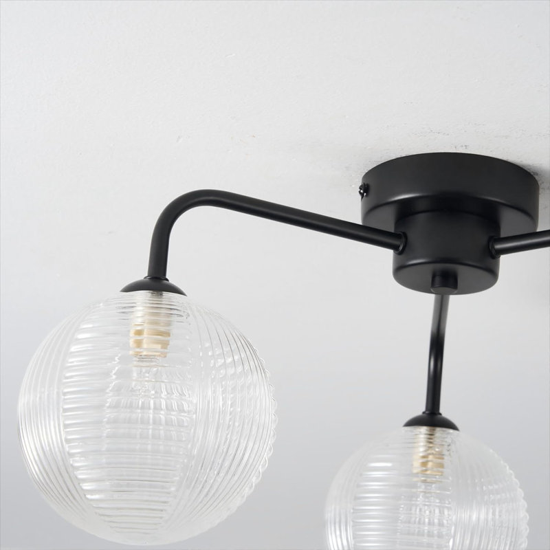 Glass Semi Flush Mount, Matte Black
