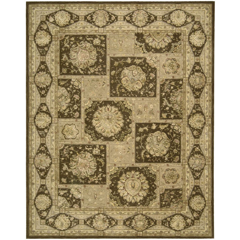 Tapis brun / brun clair en soie touffeté à la main Offline 3000, Rectangle 12 pi x 15 pi
