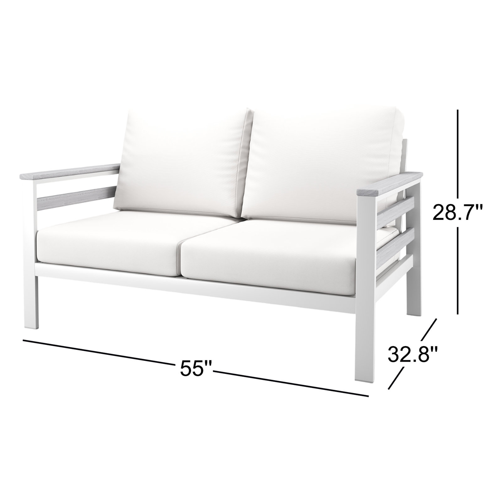 Townsend 55" Sunbrella® Patio Loveseat, Canvas White