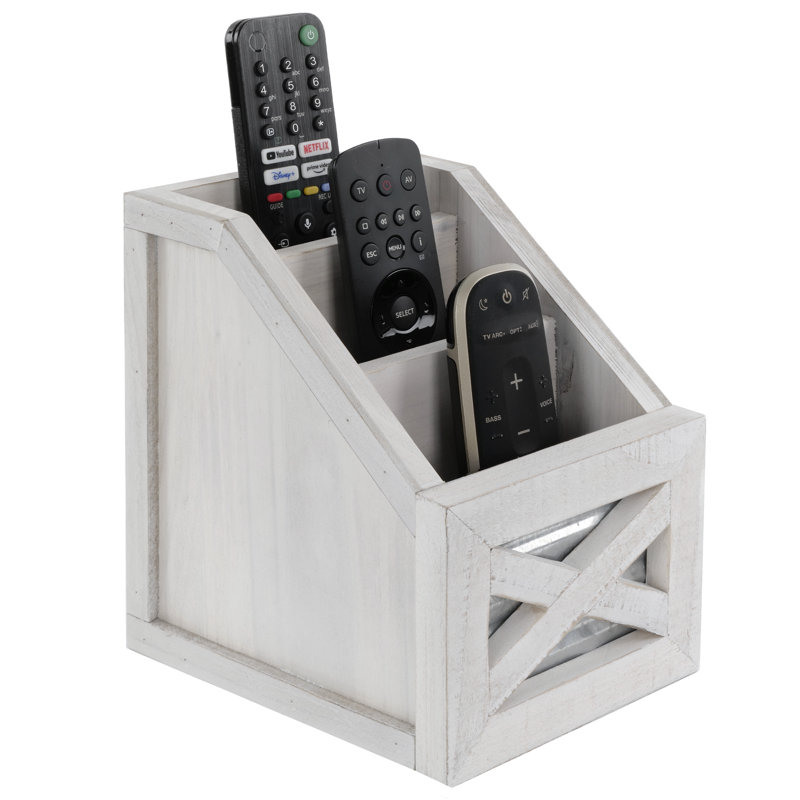 Rustic Remote Control Holder Organizer, White