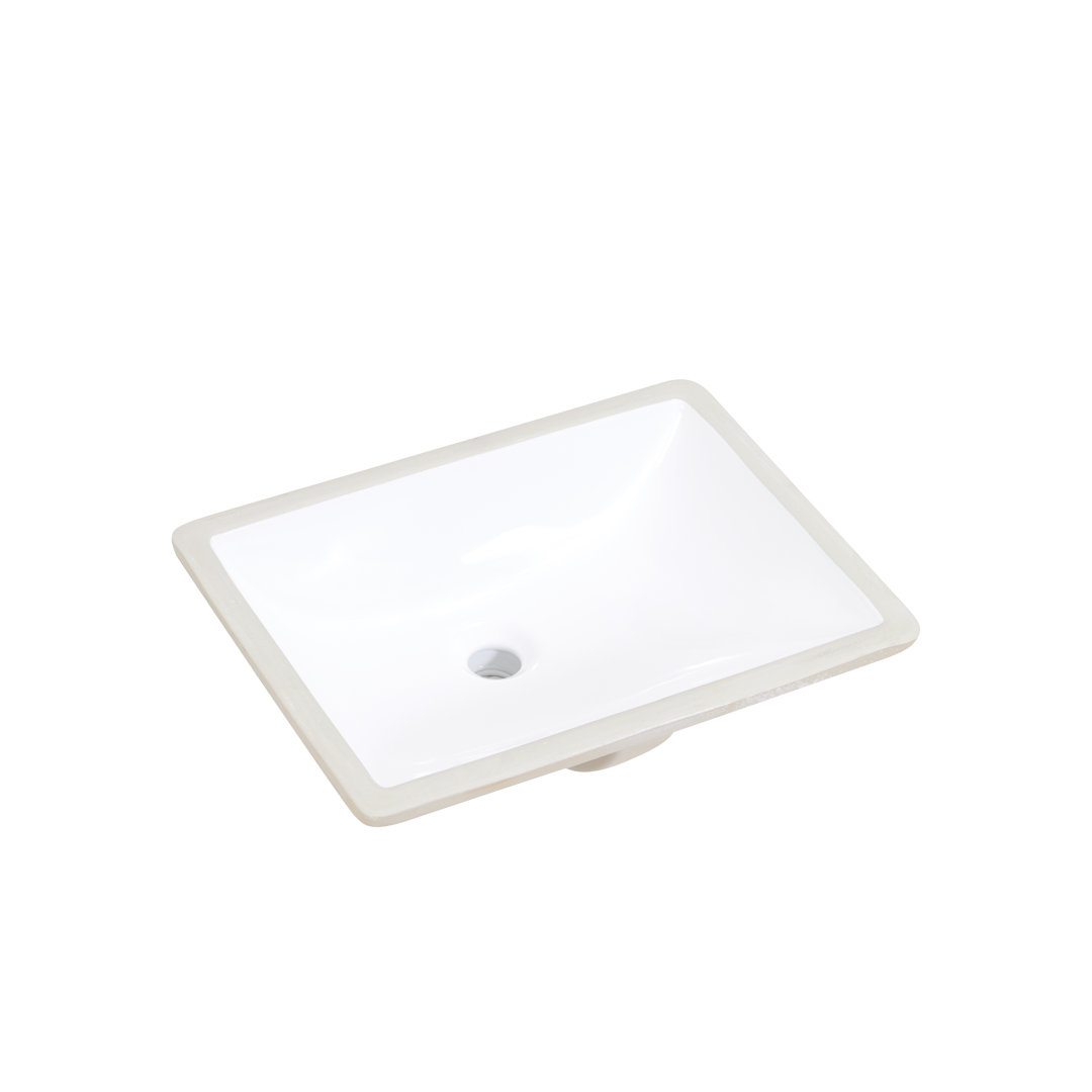 Altair 15'' White Ceramic Square Bathroom Sink with Overflow Altair