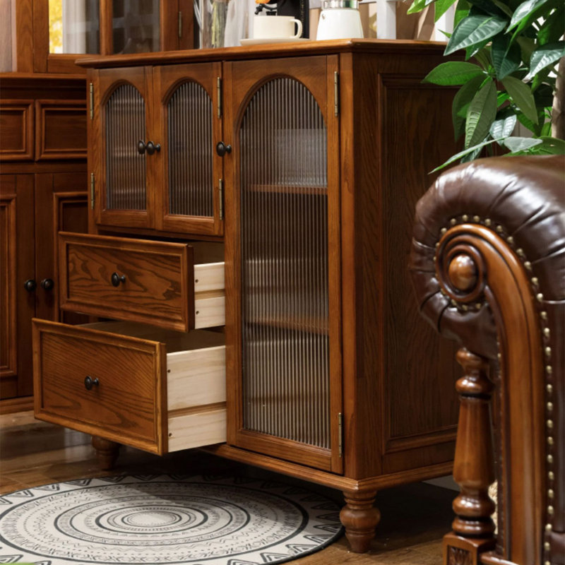 Cherry Solid Wood Sideboard, 37.4" H x 39.37" W x 17.72" D, Cherry