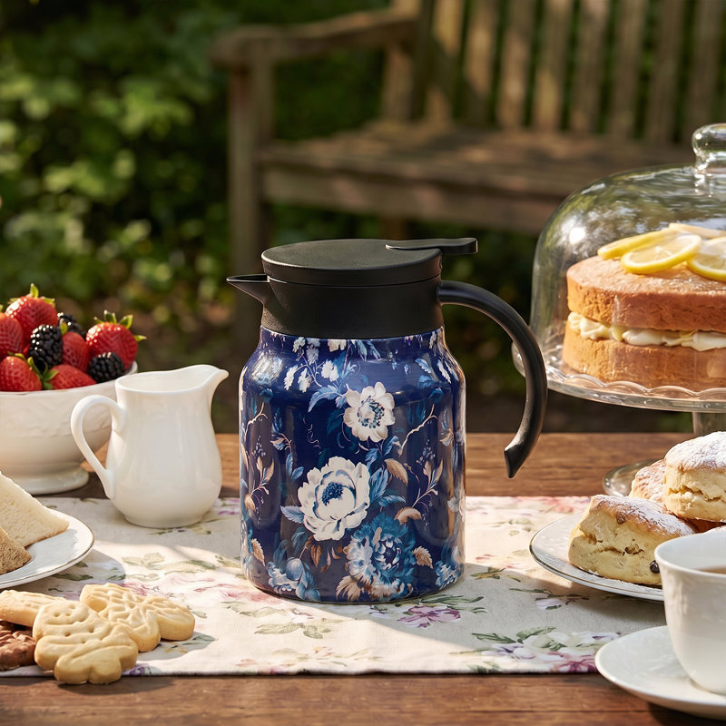 Vintage Floral Pattern Thermal Teapot with Built-in Infuser