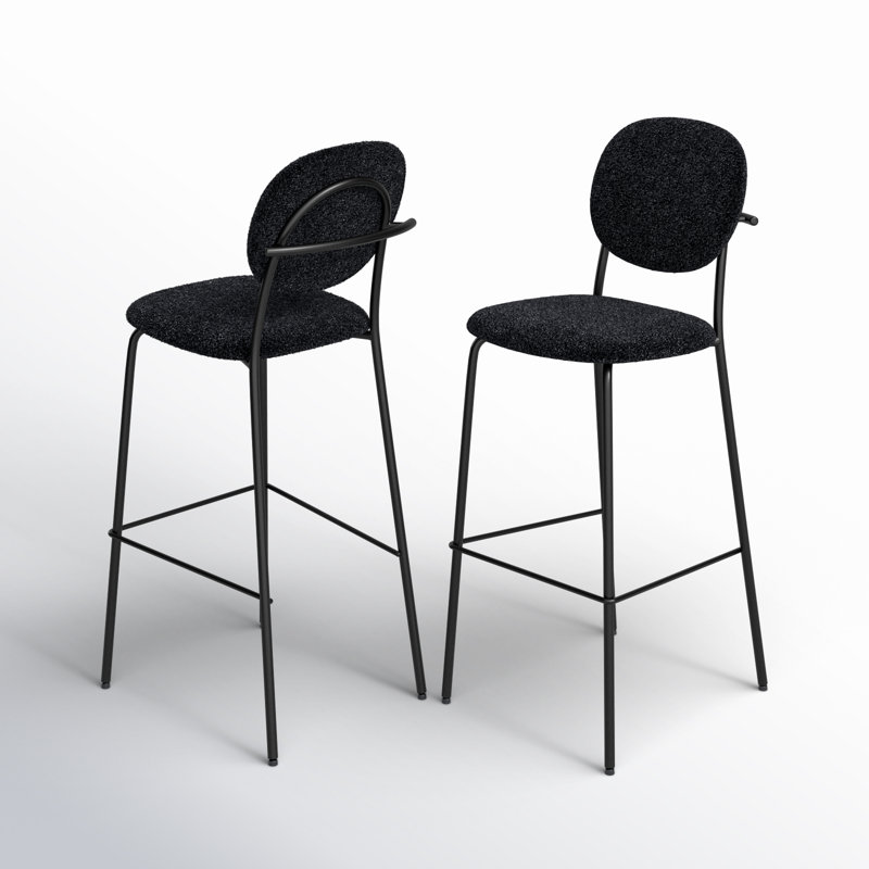 Boucle Bar & Counter Stool, Bar Stool (29.50” Seat Height), Black