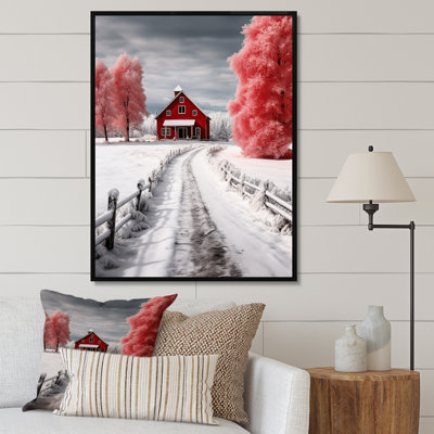 " Red And White Winters Barn "