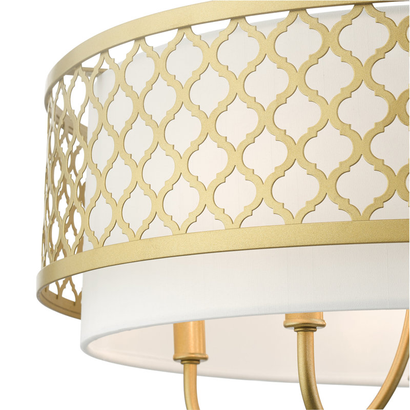Mance 6 - Light Dimmable Drum Chandelier, Soft Gold
