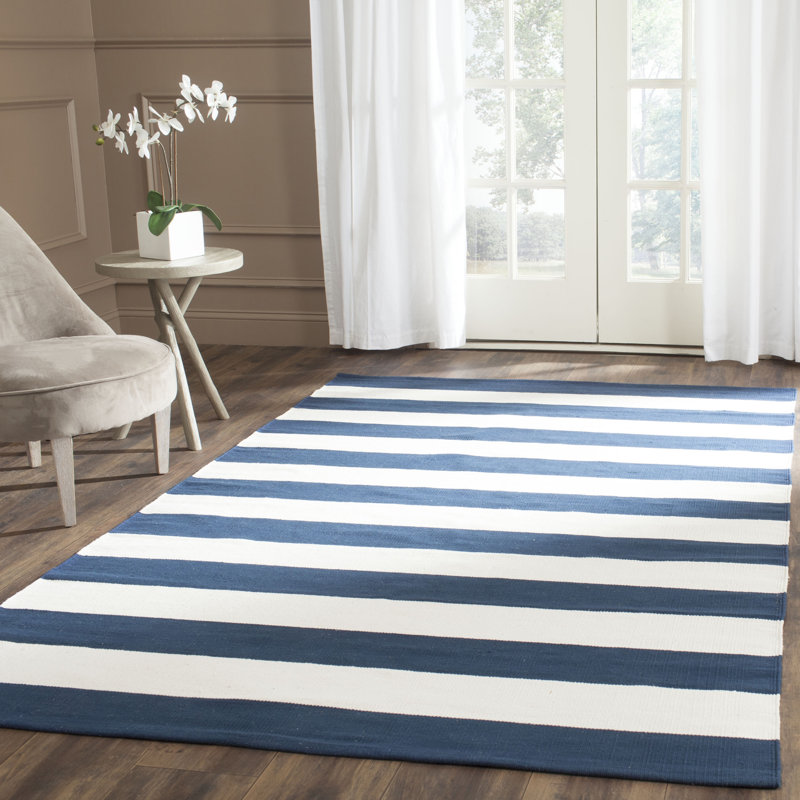 Striped Cotton Flatweave Area Rug, Rectangle 183 x 274 cm