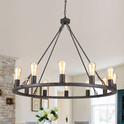 Hatsumi 12 - Light Dimmable Wagon Wheel Chandelier