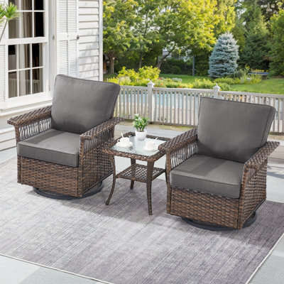 Ensemble de 2 fauteuils oscillants pivotants en osier Tapash Emilka