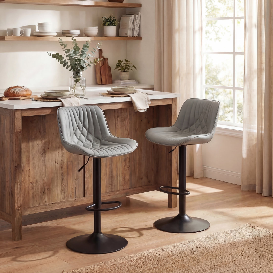 Swivel Bar Stools Modern Faux Leather Upholstered Counter Stools for Kitchen Island, Adjustable Height Stools with Footrest for Home Bar