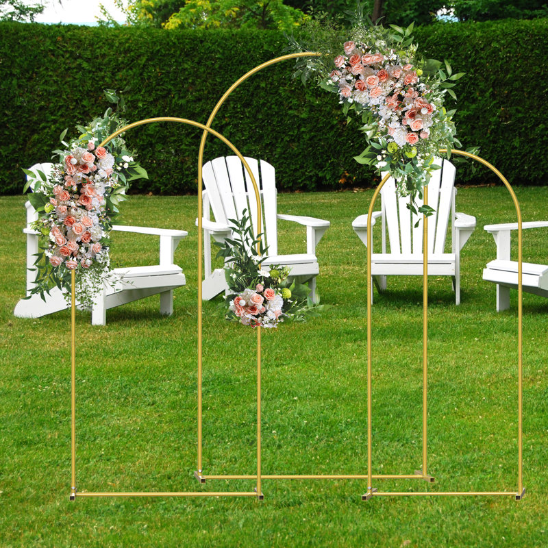 Ensemble de 3 supports d'arche en métal doré (7,3 pi, 6,6 pi, 6 pi) - Arches de décoration de mariage et de fête